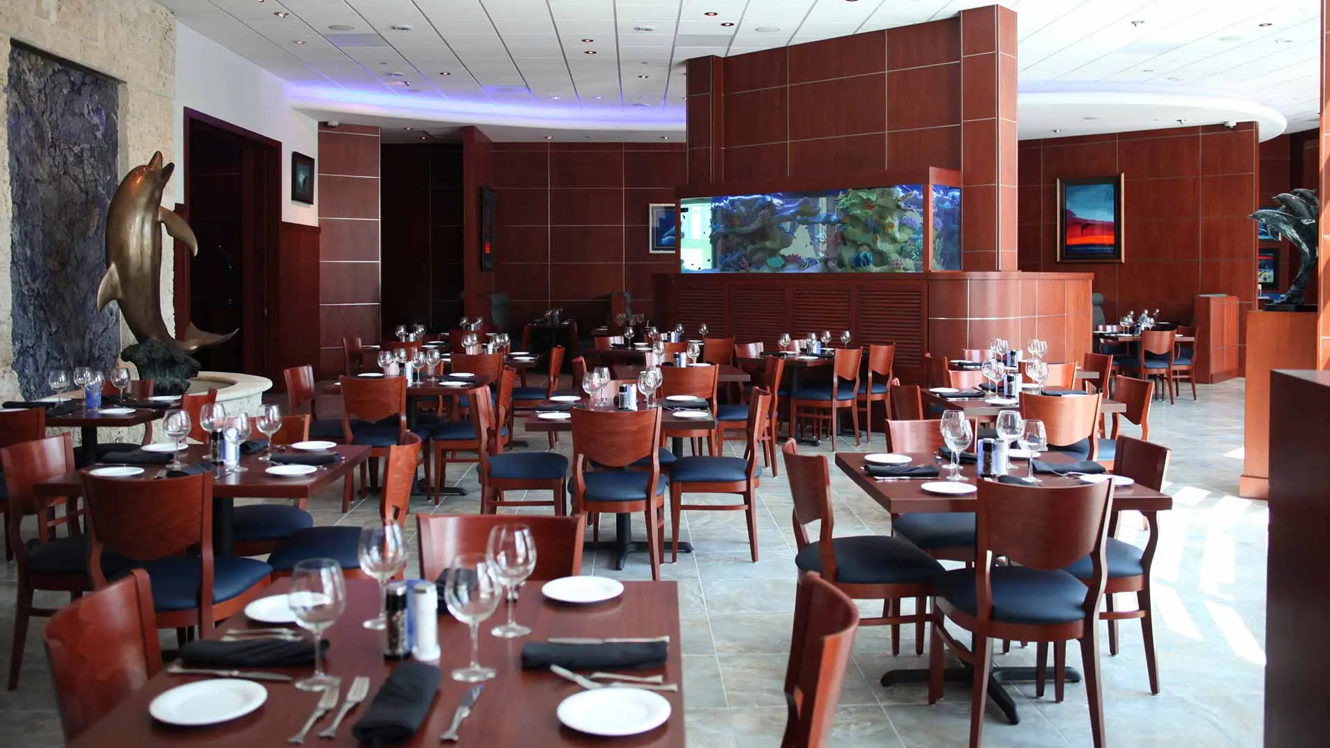 Beautiful fine dining seating area in a newly constructed restaurant.