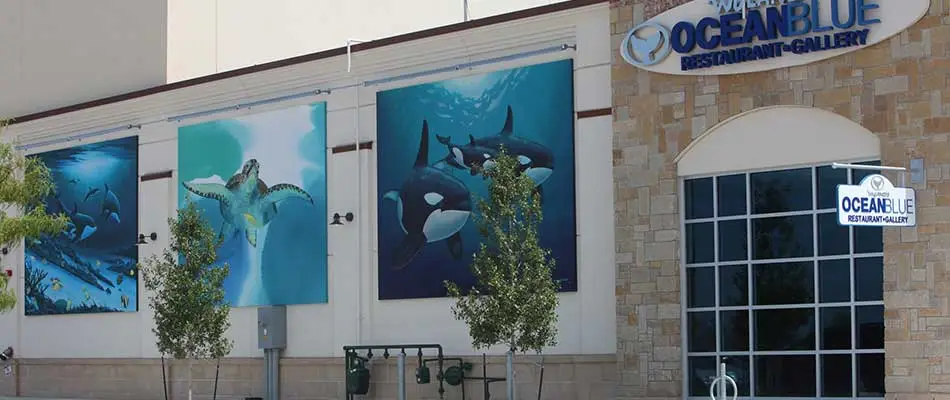 Photo of the exterior design of the Ocean Blue restaurant in Fairview.