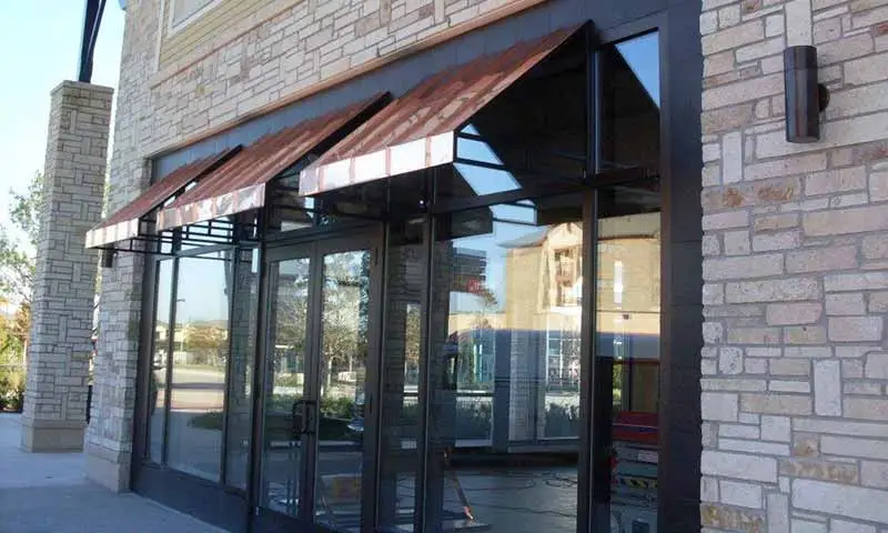 Sheet metal construction outside a restaurant.